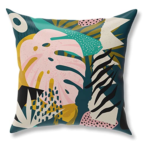Zcyxuuw Palm Leaves Throw Pillow Covers, Pillow Covers 18X18, Set Of 4 Boho Tropical Monstera Leaves Pillowcase, Decorative Pillow Covers Cushion Covers For Couch, Bed, Sofa, Car Seat, Bedroom, Home #TOP3
