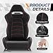 Auto Dynasty Pair of Racing Seat Universal Woven Fabric Reclinable Bucket Seats with Bottom Mount Sliders and Bracket, 35 (H) x 21.5 (W) x 21.5 (D) Inches, Driver and Passenger Side, Black/Red