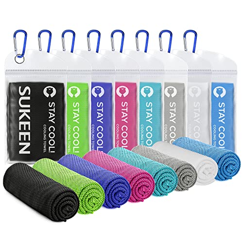 Sukeen [8 Pack Cooling Towel (40"x12"),Ice Towel,Soft Breathable Chilly Towel,Microfiber Towel for Yoga,Sport,Running,Gym,Workout,Camping,Fitness,Workout & More Activities
