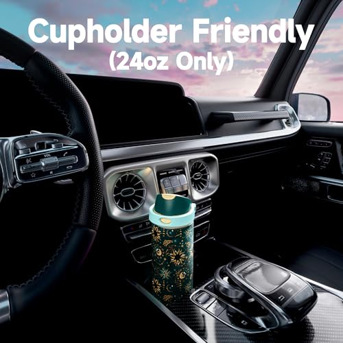 Image of 24 oz Insulated Water Bottle with Straw: Meoky Stainless Steel Metal Water Bottle with 2-in-1 Lid - Leak Proof, Cold for 24 Hours, Protective Silicone Base, BPA-Free for Sports Travel Car, Tarot