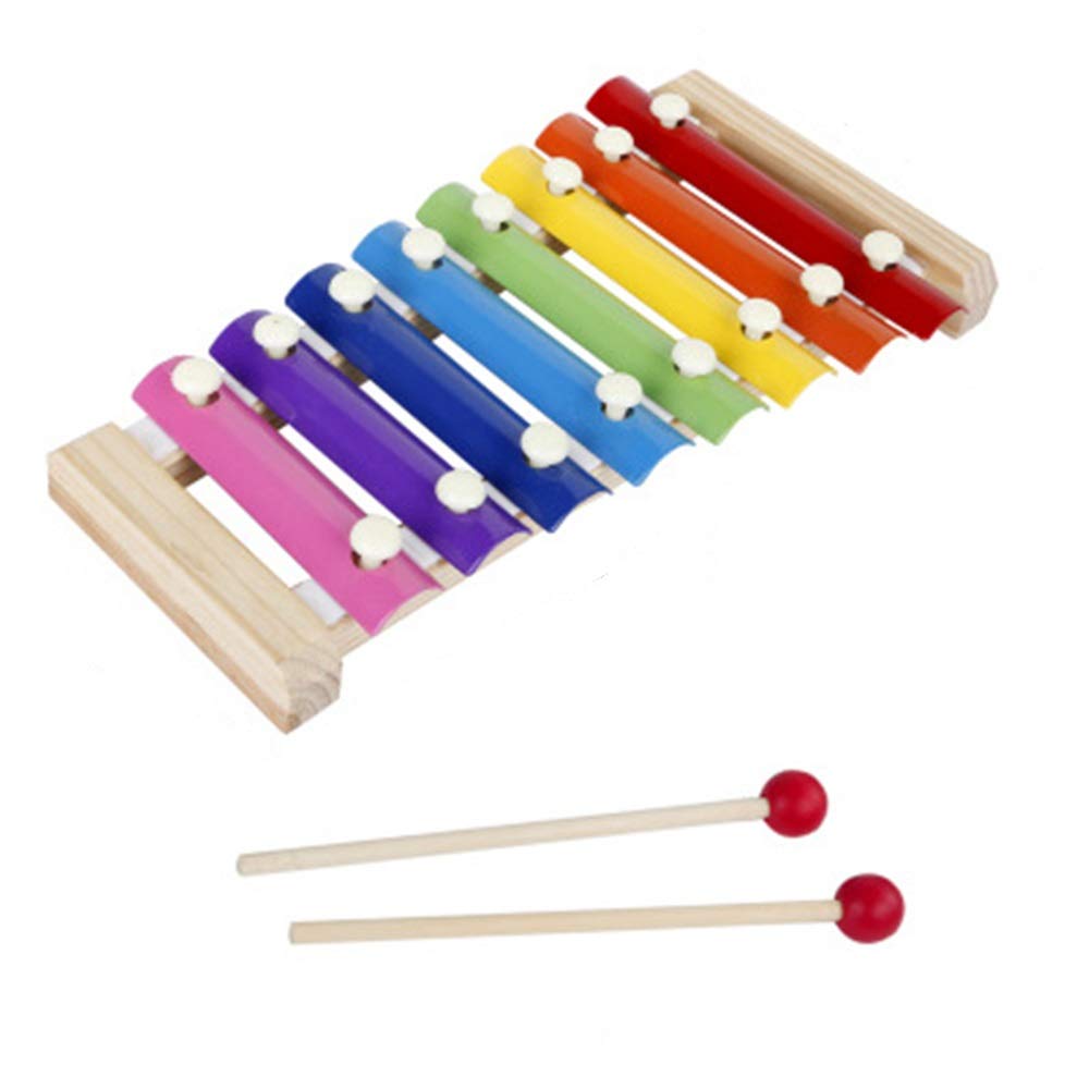 ODDINER Xylophone Wooden Xylophone Shape Toddler Educational Learning Toy Hammering Pounding Toys Boy Girl Baby Musical Instruments (Color : Multi-colored, Size : 24x12x3cm)