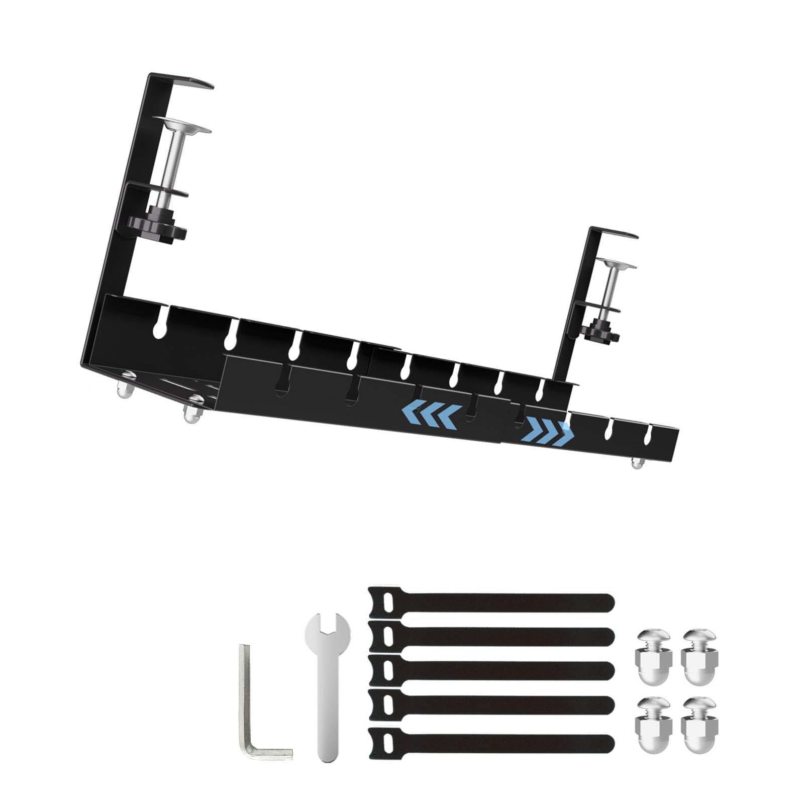 Tsophreniq Carbon Steel Wire Management Tray Retractable Cable Cord Organizers Metal Cable Tray Clamp Hanging Organizers Shelf Under-desk Storage Rack