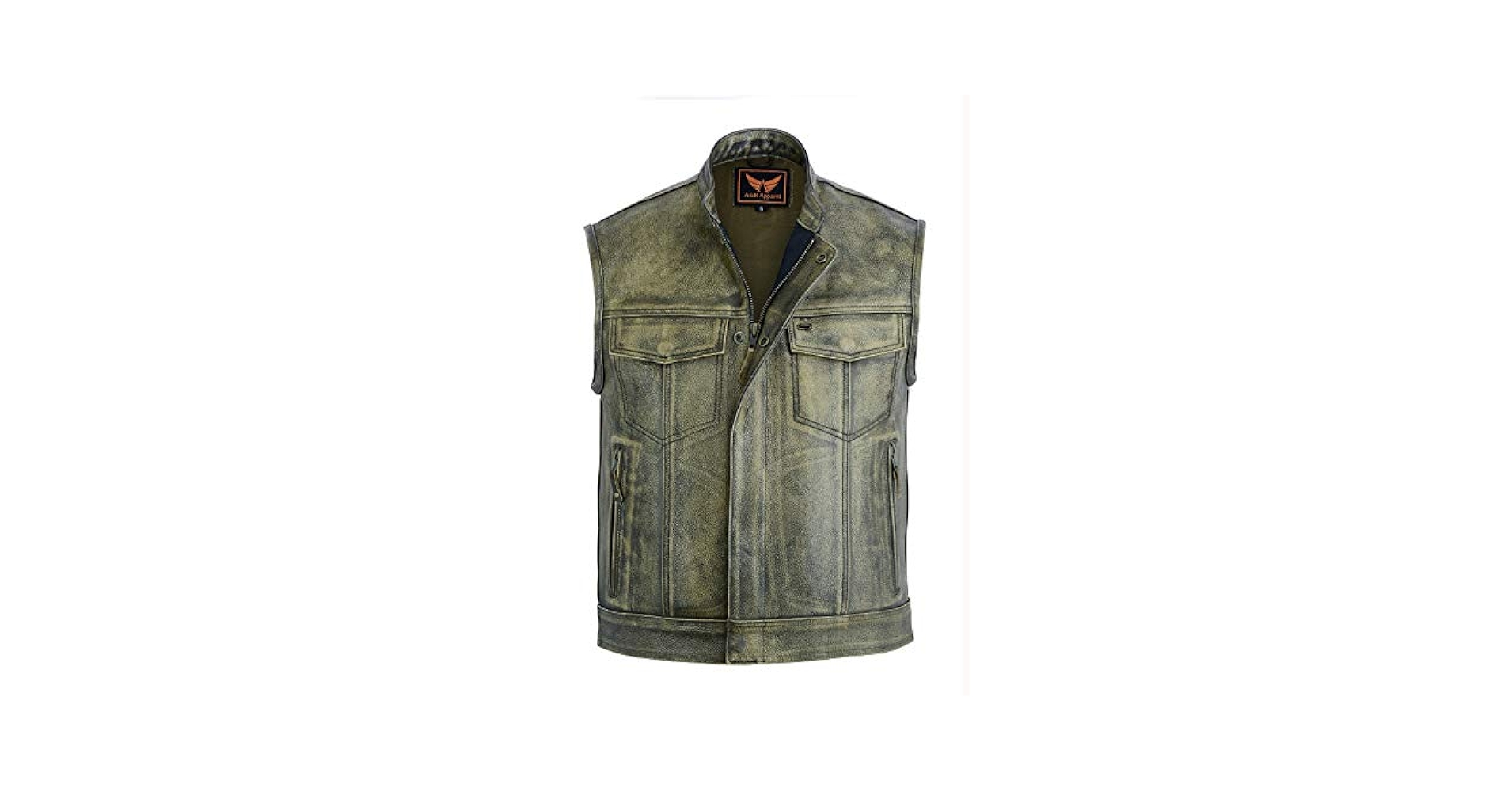 A&H Apparel Mens Genuine Cowhide Leather Biker Vest