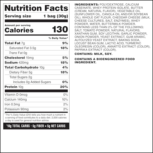 Image of Quest Nutrition Cheese Crackers, 10g Protein, 5g Net Carbs, Made with Real Cheese, High Protein Snack, 12 Packs (1.06 oz Bags)