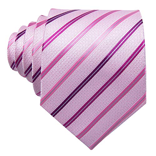 Image of YOHOWA Men Plaid /Striped Ties Set Silk Business Wedding Formal Fashion Necktie and Pocket Square Cufflinks Set