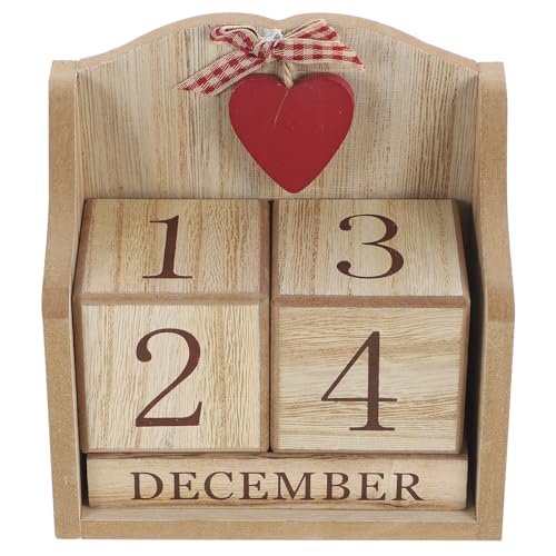 Calendario de escritorio de madera artesanal y bloques giratorios de diseño