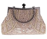 Spitzen Qualität von ERGEOB ERGEOB Damen Clutch Pfau bunten festlichen Flanell Abendtasche für Party Hochzeit Theater Kino Champagner Farbe