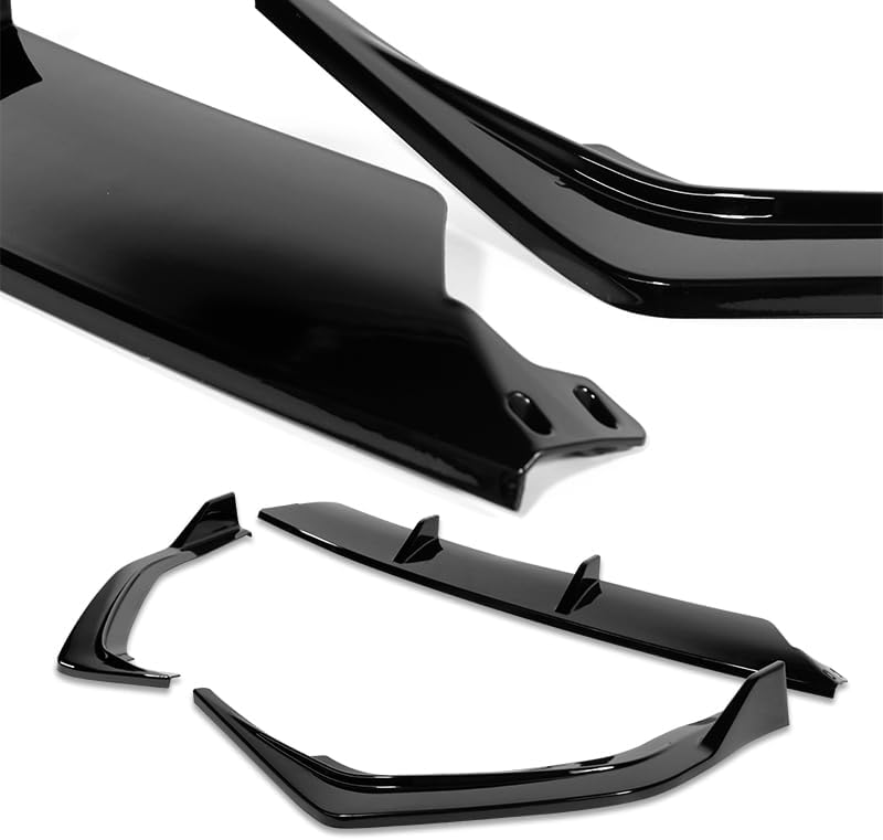 3pcs STP-Style Front Bumper Lip Spoiler Body Kit Compatible with 2021-2023 Hyundai Elantra N-Line (Painted Black)