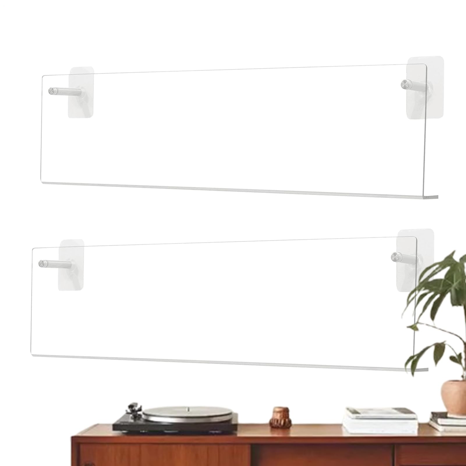 Supporto da parete per dischi in vinile, 2 pezzi, design senza trapano, per esporre musica, organizer resistente per adulti e amanti della musica, soluzione salvaspazio