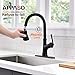 APPASO Black Kitchen Faucet with Pull Down Sprayer Head - Single Handle High Arc Single Hole Pull Out Kitchen Sink Faucets with Deck Plate, Matte Black