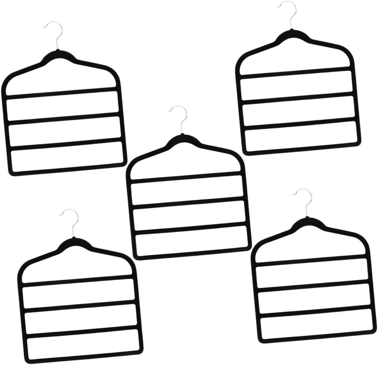 5pcs Space Saving Non-Slip Multi-Layer Pants Hangers for Closet Organization Trousers Rack for Jeans and Scarves Wardrobe Storage Solution