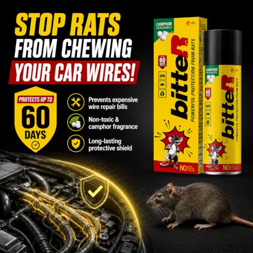 Image of bitteR Jumbo Rat Repellent Spray for Car & Bike | 340ml | Wiring & Engine | 60 Days Protection | No Kill | Denatonium Benzoate Formula | Camphor Fragrance