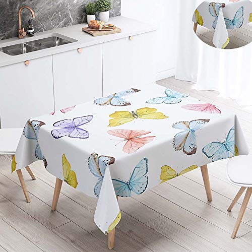 Fansu Manteles de Mesa Rectangular para Decorar, Impermeable Antimanchas Comedor Cuadrada Mariposa de Impresión Manteles para Cocina/Cena/Picnic Decoración (Blanco Elegante,60x60cm)