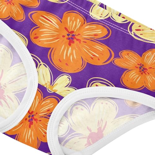 Orange Beige Floral Purple Panties Little Girl Girls Underwear Toddlers Cotton Funny Kids Briefs Undies 2t4