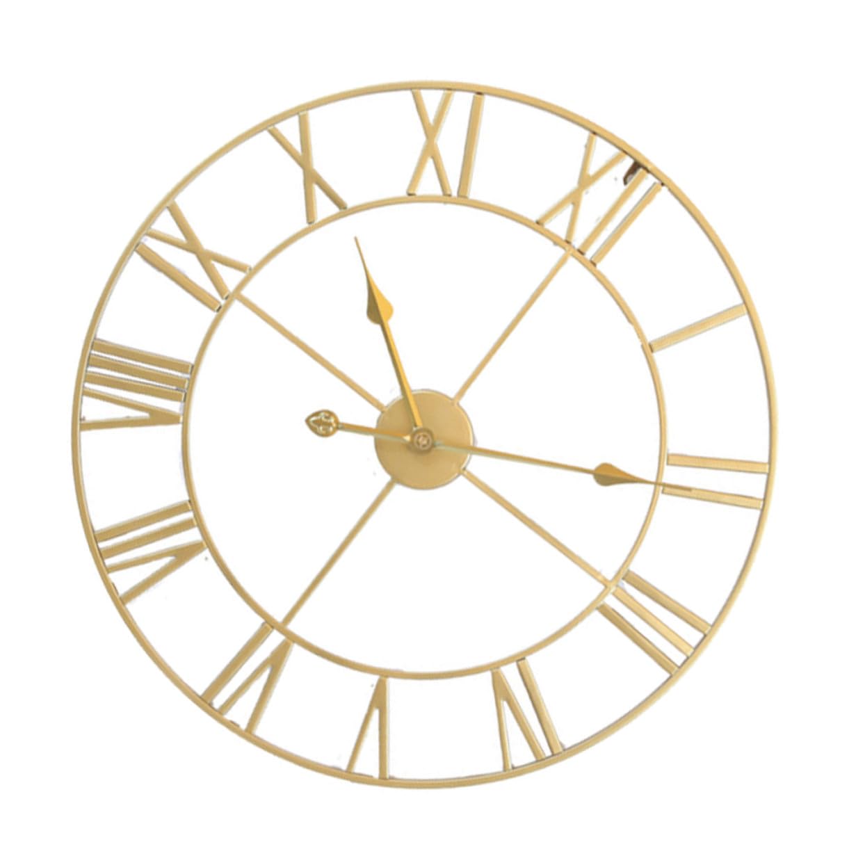 Horloge murale en fer beige retro et silencieuse pour salon moderne