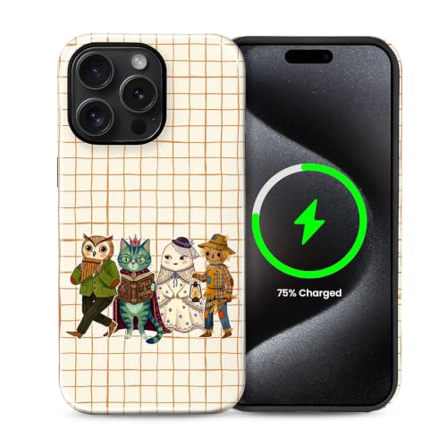 Goodsprout for iPhone 14 Pro Max Cases,Campatible with Magsafe,2-Layer Hard Shell + Silicone Cover - Shockproof Protection, Halloween Animal Checkered Stripes