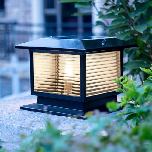 Luces de poste solar impermeables IP65 con diseño retro para jardín 7