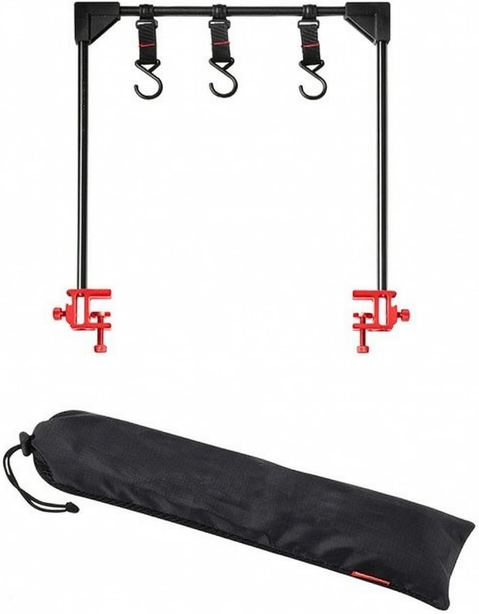 Baoblaze Outdoor Mounting Clamp Rack Hanging Hook Stand Organizer Lamp Support Aluminum Alloy Space Saving Compact Suitable for Trips Backpacking Patio Cooking, Wood Grain
