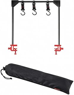 Lightweight Camping Rack with Hooks, Black