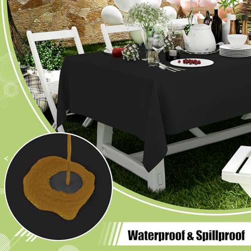 Image of Smiry Disposable Table Cloth 3 Pack, 54 x 156 Inch Waterproof Plastic Tablecloth, Decorative Rectangle Table Covers for Party, Birthday, Picnic, Black