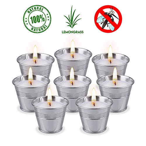 SUPERSUN Citronella Candele per Esterno,Citronella antizanzare da Esterno Giardino Candele 100% Cera di Soia Naturale per Giardinaggio,Terrazza,Picnic,Piscina, Campeggio, Riunioni di famiglia (8 Pack)