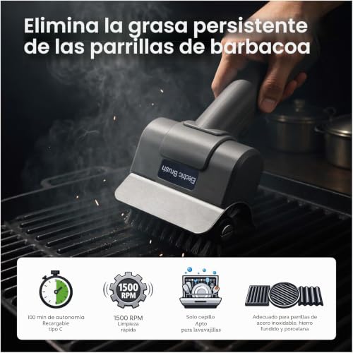 Cepillo eléctrico para barbacoa recargable MMOBIEL con mango ergonómico y motor de alta potencia 3