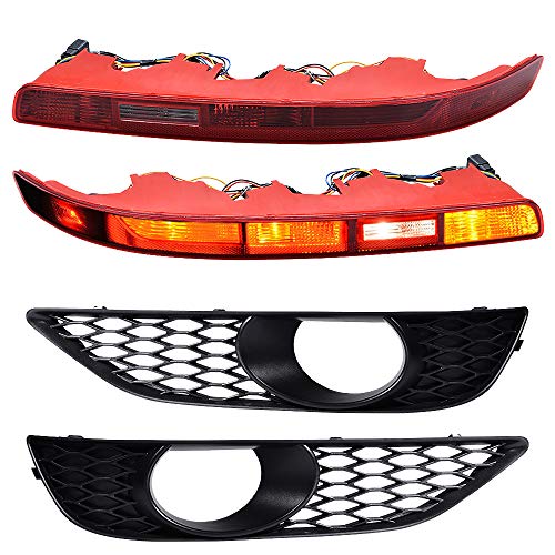 AstraDepot Compatible for Set of Lower Bumper Foglight Cover + Rear Reflector Tail Light Add Bulbs 2010 2011 2012 2013 2014 2015 AudiQ7 S-Line