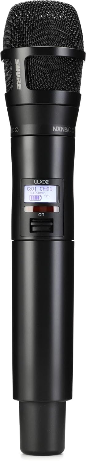 Shure ULXD2/N8SB Handheld Transmitter with Nexadyne 8/S Black Supercardioid Vocal Mic Capsule - for ULX-D Digital Wireless Microphone Systems, Receiver Sold Separately | J50A Band (ULXD2/N8SB=-J50A)
