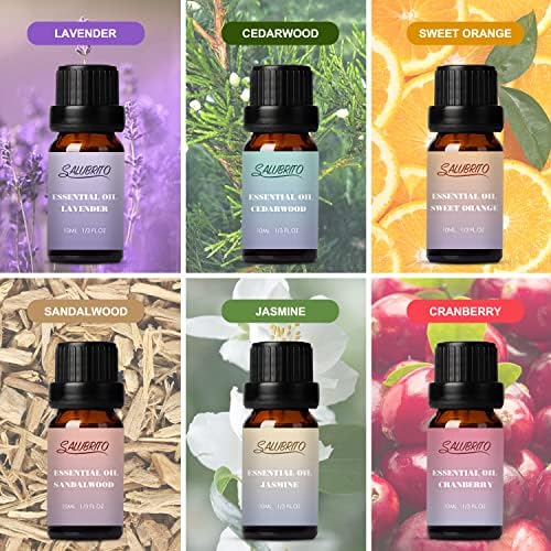 SALUBRITO 500ml Essential Oil Diffuser with Essential Oils Set, Metal Aromatherapy Diffuser for Home with Essential oils, Cool Mist Aroma Diffuser with 7 Colors Changing Light