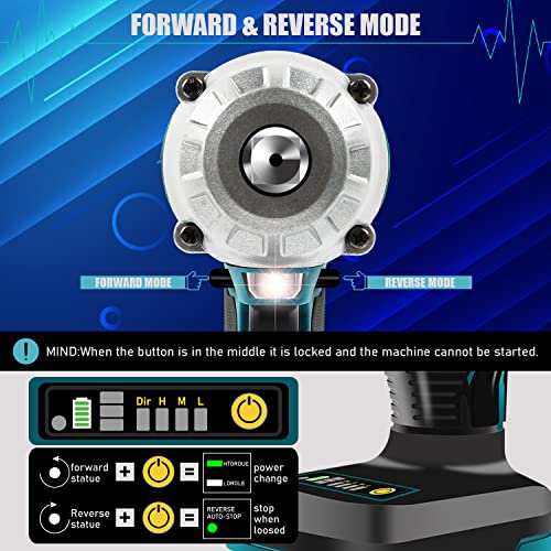 MIRTHBUY 600N.M 1/2 inch Cordless Impact Wrench, Electric Impact Wrench, 18V Brushless Impact Wrench Wrench for Makita BL1830 - Image 4