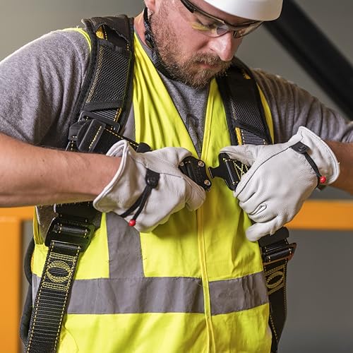 Image of Guardian 21042 Cyclone Construction Harness with Comfort Shoulder Padding |OSHA & ANSI Compliant | Black /Yellow | M-L