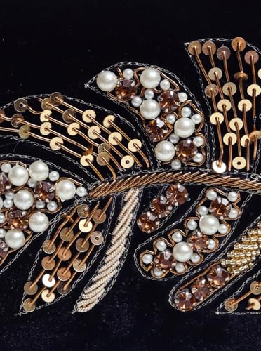 Image of THE TAN CLAN Afrah Hand Embroidered Leaf Clutches Purse Luxury Evening HandBags for Women
