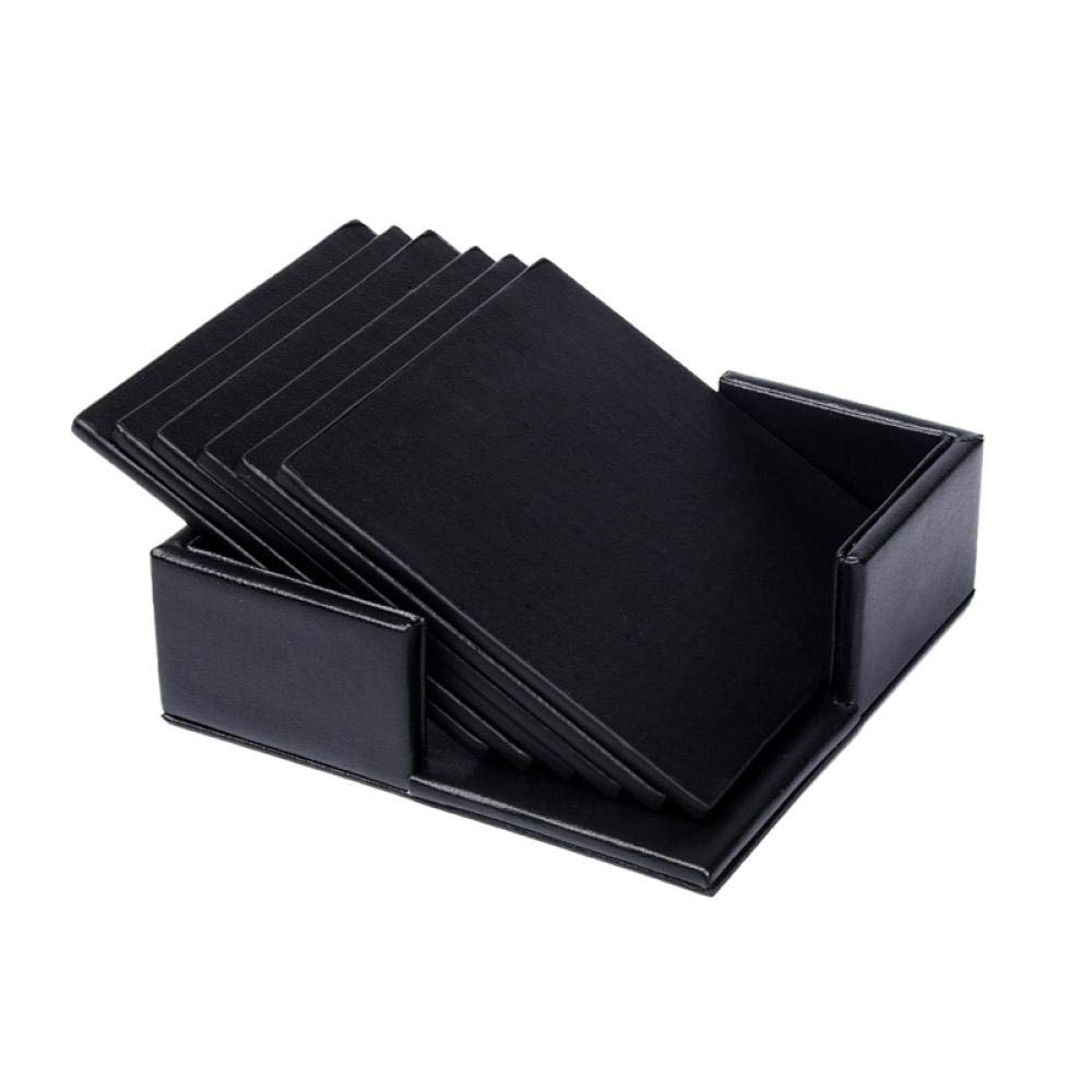 Lklnkvl C Placemats, 6Pcs / Set Hot Stand Leather Oasters With Holder For Drinks Placemat Table Mat-B(C)