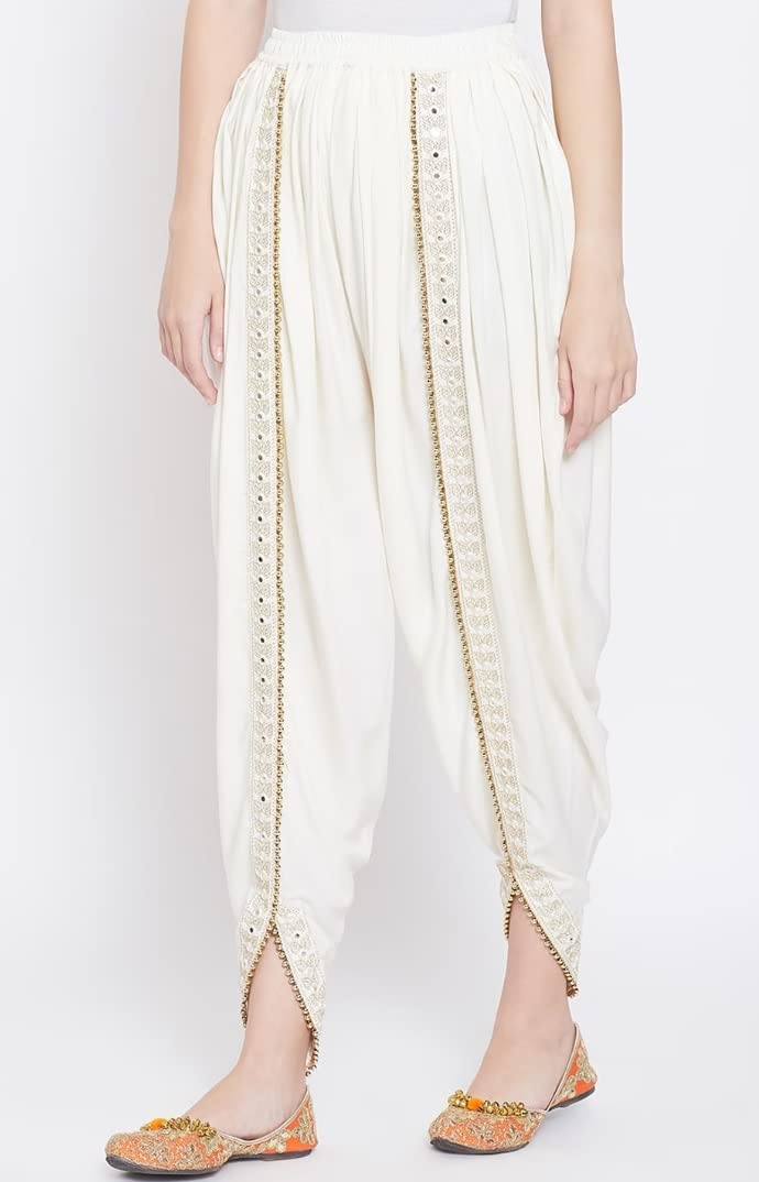 HIMAAYASPS Rayon Harem Pants Women’s Yoga, Dance, Lounge Wear Plain White Dhoti Waist Size (24 to 30 Inches) Pack of 1 1