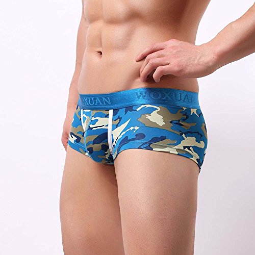 Niceone Fashion Mens Camouflage Print Boxer Briefs Plus Size Shorts Soft Athletic Supporter Jockstrap For Men Underwear Bulge Pouch Underpant Tagless Boxer Briefs Blue M #TOP3