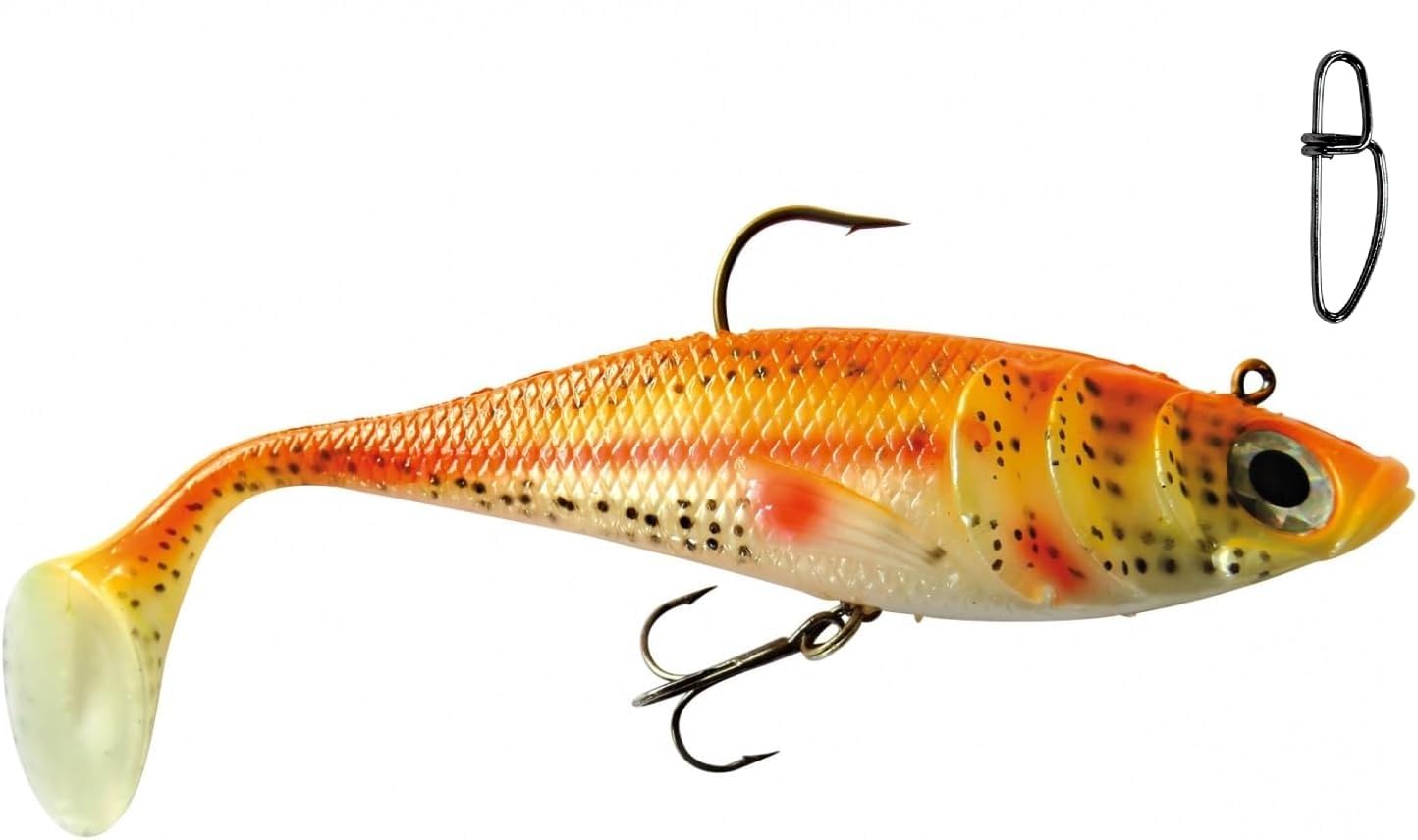 Zestaw gumowych rybek 20 cm, 105 g, sztuczna przynęta gumowa firmy Behr Big Bait Hecht, Waller, dorsz + gratis Snap