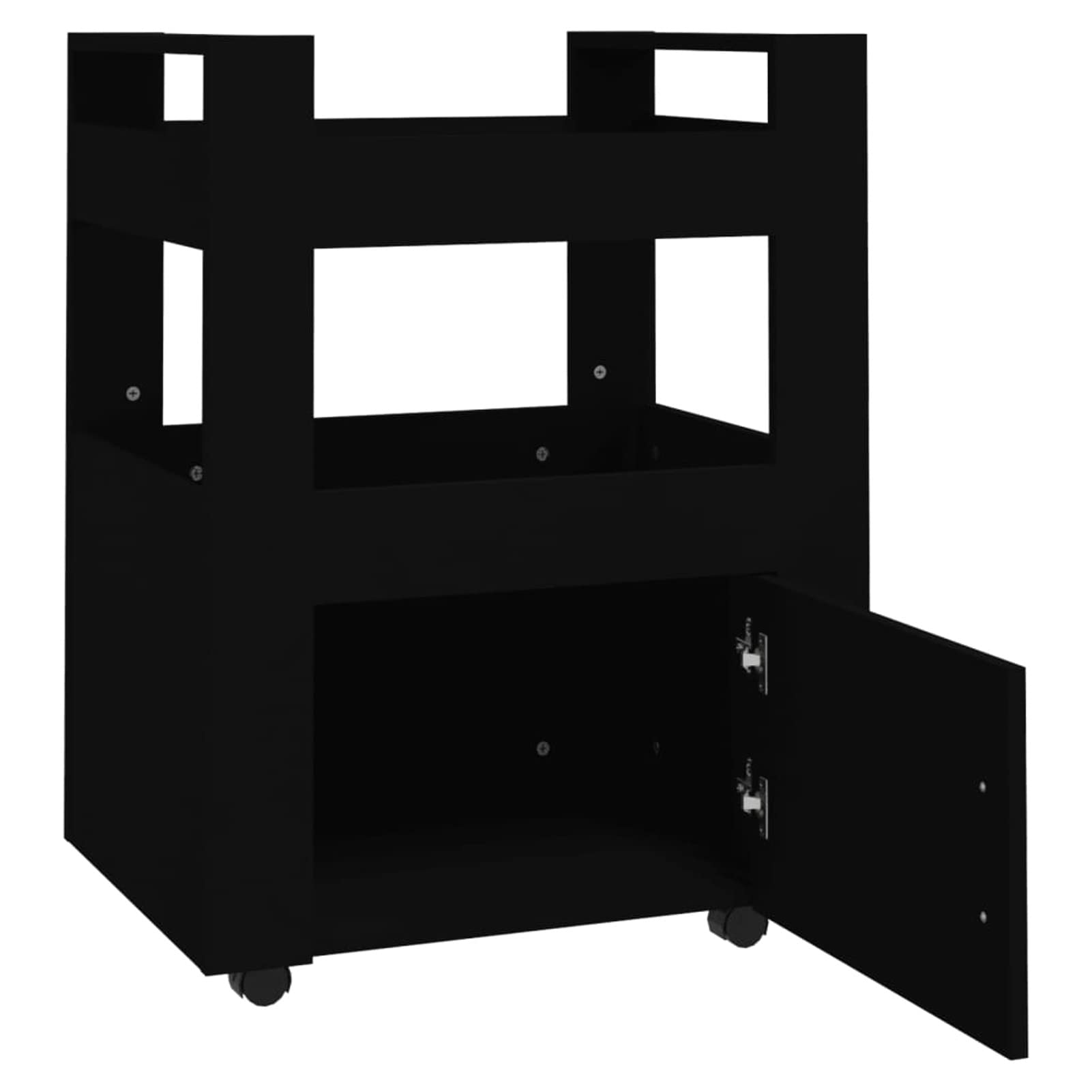Homgoday Carrito Cocina,Carro asistido con Ruedas Carro de Cocina con Mueble Carro de Almacenamiento de Madera contrachapada para baño Cocina lavandería Negro 60x45x80 cm