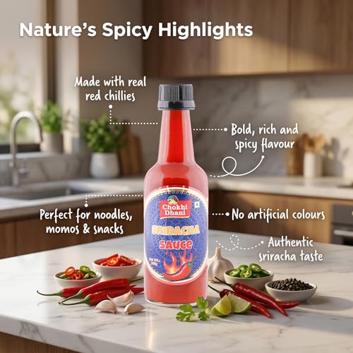 Image of Chokhi Dhani Original Sriracha Hot Chilli Dip 240g | Spicy Red Chilli Garlic Condiment | Perfect for Noodles, Momos, Wings & Burgers | Ready-to-Use Asian Hot Spread | No Artificial Colours