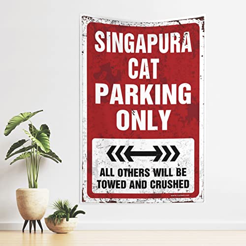Bar Accessories for Man Cave Singapura Cat Parking Only Tapestry Funny Decor for Bar Wall Decor for Dorm Room(100X150CM)
