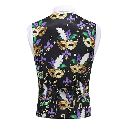Image of GRAJTCIN Men's Festive Costume Adult Mardi Gras Vest 3D-Print St Patrick's Day Suit Independence Day Waistcoats
