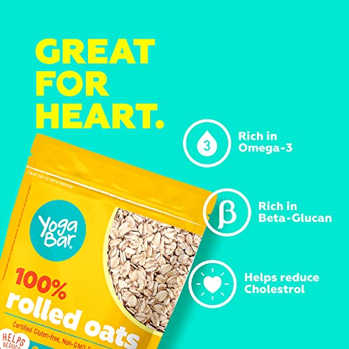 Image of Yogabar 100% Rolled Oats 1 kg Pouch | Premium Golden Rolled Oats, Gluten Free Oats with High Fibre, Non GMO | Healthy Food with No Added Sugar | Diet Food for Weight Management - 1 kg