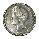 Valor Facial: 5 Pesetas Moneda Plata España 1898 * 98 5 Pesetas Alfonso XIII