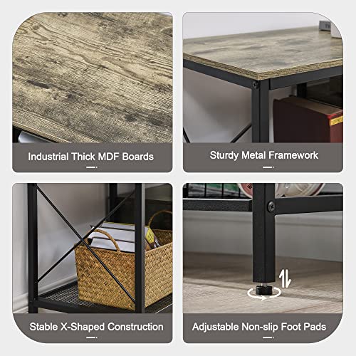 Vecelo Industrial Tv Stand For 65 Inch Television Cabinet 3-Tier Console With Open Storage Shelves, Entertainment Center Metal Frame For Living Room, Bedroom, 55 Inch, Grey #TOP3