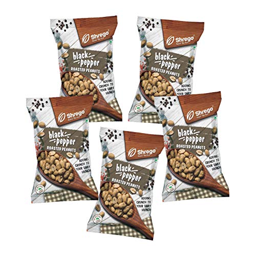 Image of SHREGO Black Pepper Roasted Peanuts, Healthy Namkeen and Snacks, Pack of 5, 700G (5X140G)