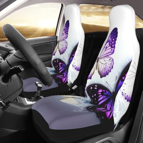 Housse de siège avant voiture antidérapante et imperméable motif papillon