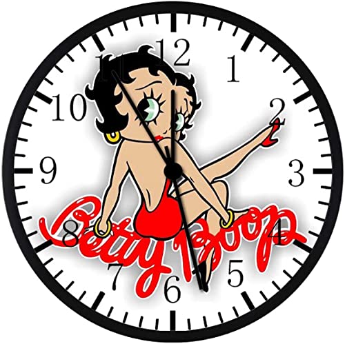 Large Black Frame Betty Wall Clock 12 Inches Non-Ticking Silent Battery Operated Wall Decor For Home/Office/School/Kitchen/Bedroom/Living Room G177 #TOP3