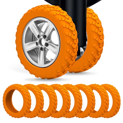 Luggage Wheel Covers Carry On Luggage Wheels Protectors Silicone Suitcase Wheel Covers, Durable,Mute and Shock Absorption (Orange)