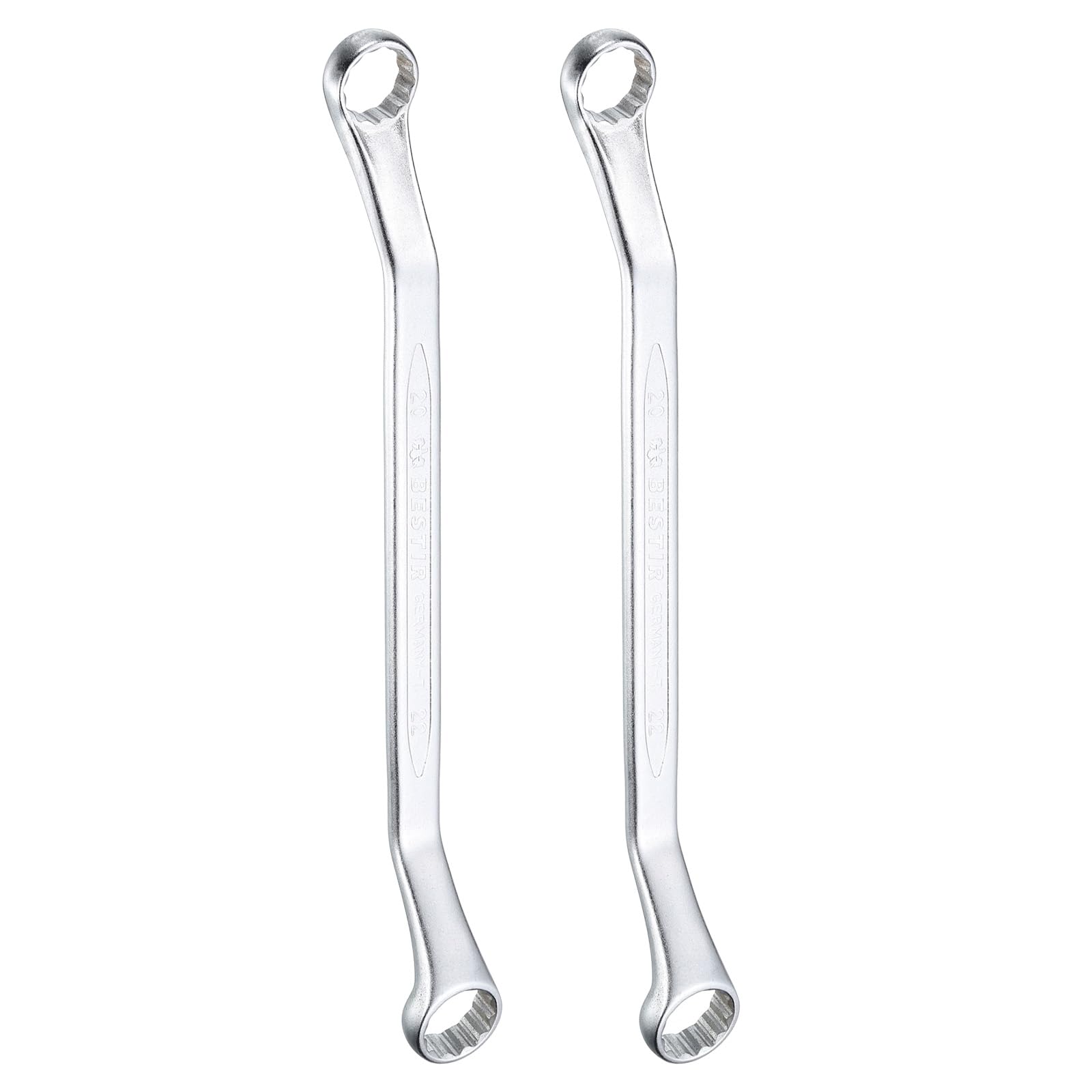 HARFINGTON 2pcs 45-Degree Offset Box End Wrench 20mm x 22mm 12 Point Metric CR-V Double Box End Wrench Chrome Vanadium Steel Long Offset Torx Box Wrench for Automotive Home Repair Tool