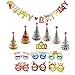 Small Birthday Party Hats with Pom Poms and Glitter Crow Set for Kids or Adults with Happy Birthday Banner and Lens-less Happy Birthday Glasses by CSPRING