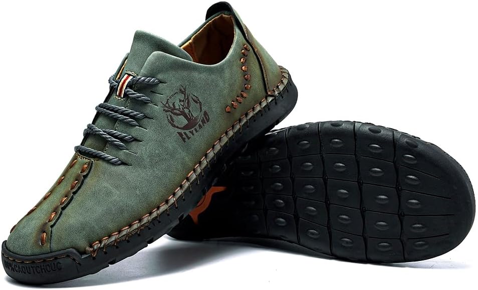 FLYLAND Men's Causal Loafers Leather Handmade Driving Oxford Flats Comfortable Walking Shoes Chukka Boots Business Work Office Shoes - Image 6